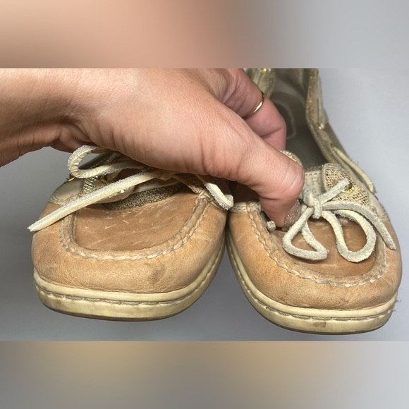Sperry top sliders glitter tan size 9.5 - Picture 2 of 7